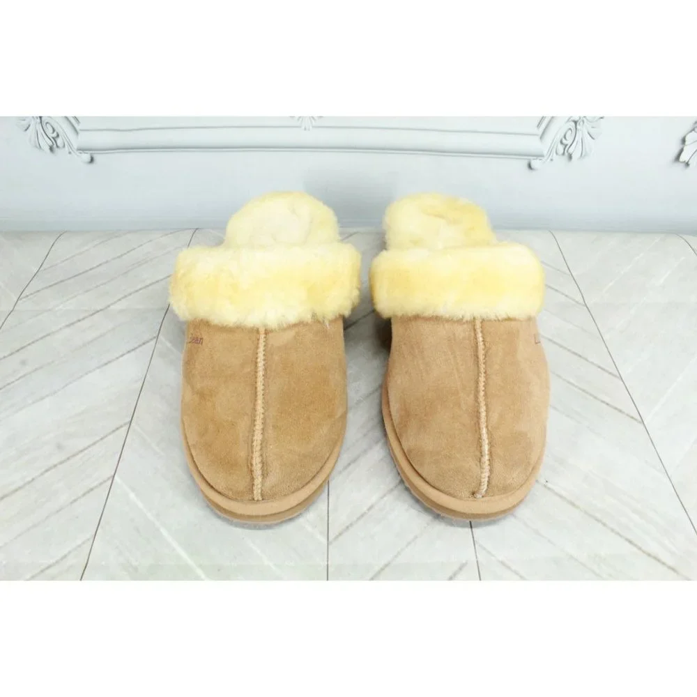 LL Bean Brown Suede Wicked Good Shearling-Lined Slides Slippers Size 9 M - Picture 5 of 9
